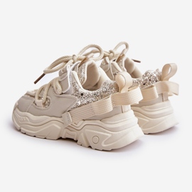 Children's Sneakers Decorated with Sequins Beige Liatoma 2