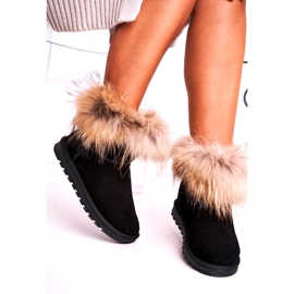 Women's Mukluki Leather Snow Boots With Fur Snow Fox Black 4
