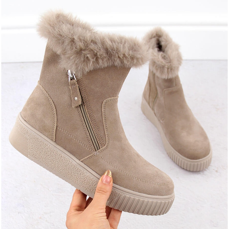 Beige suede women's leather boots with fur Filippo DBT6484 1 Beige suede women's leather boots with fur Filippo DBT6484 1