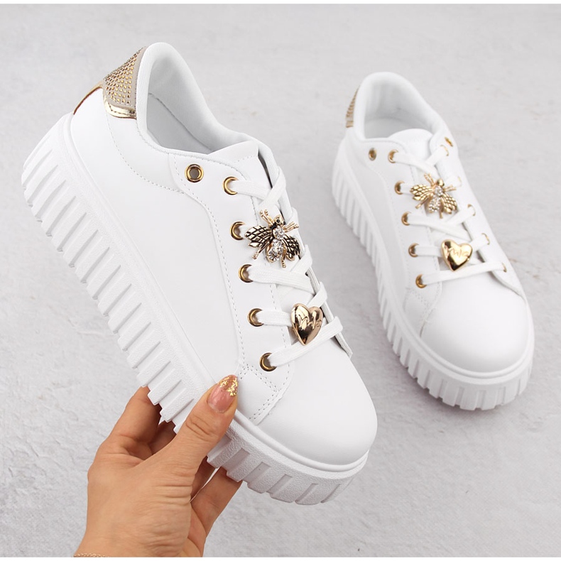 Women's platform sports shoes, white NEWS 4756 1 Women's platform sports shoes, white NEWS 4756 1