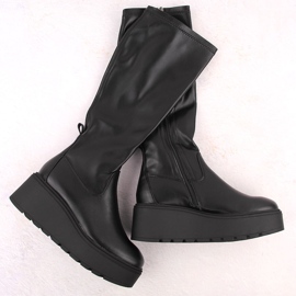 Women's elastic black wedge boots Vinceza 58342 1