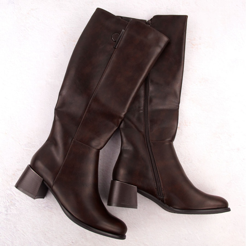 Women's brown insulated high-heeled boots Jezzi MR2481-3 1