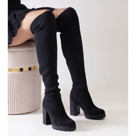 Lija long black high-heeled slip-on boots 2