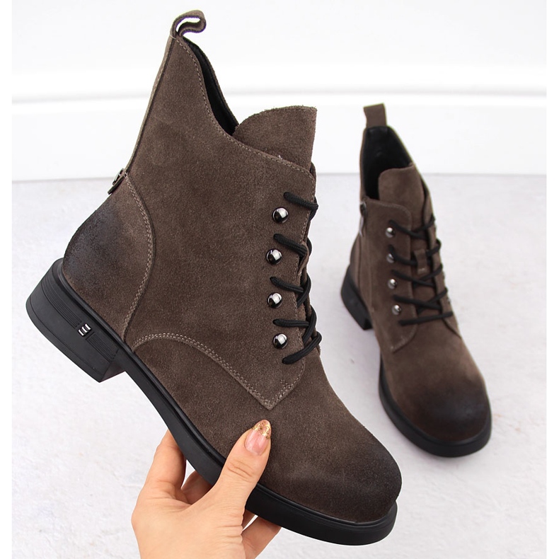 Khaki women's leather boots D&A S.Barski Premium Collection CR42-158 brown 1 Khaki women's leather boots D&A S.Barski Premium Collection CR42-158 brown 1