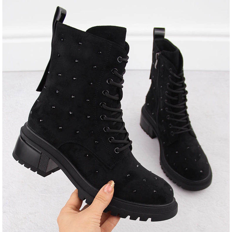 Women's leather workers' bag with zircons, black D&A S.Barski Premium Collection MR880-017 1 Women's leather workers' bag with zircons, black D&A S.Barski Premium Collection MR880-017 1