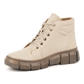 Olivier Women's insulated leather winter boots 1180, beige floter 1