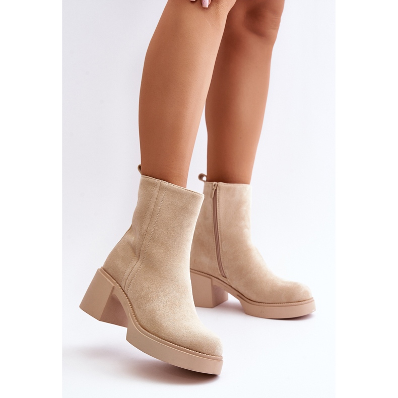 Eco Suede Women's Ankle Boots, Warm, Light Beige, Meriluna 2