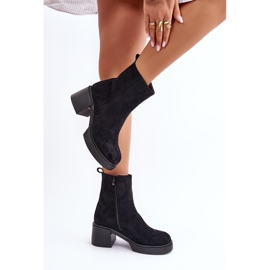 Eco Suede Women's Boots On High Heel Warm Black Meriluna 2