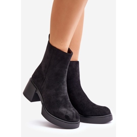 Eco Suede Women's Boots On High Heel Warm Black Meriluna 1
