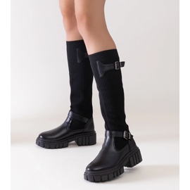 Miste black slip-on boots with elastic upper 1