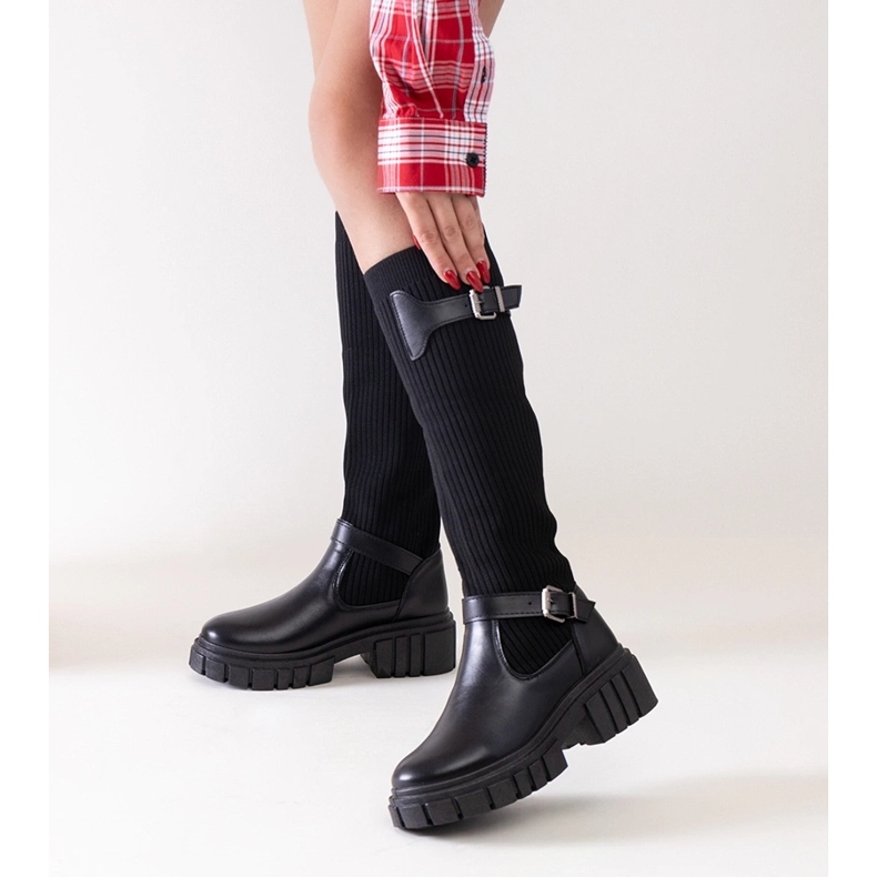 Miste black slip-on boots with elastic upper 2