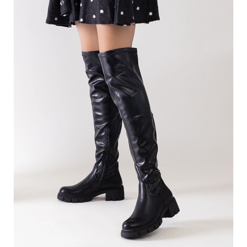 Black long boots with flat heels Erisa 1