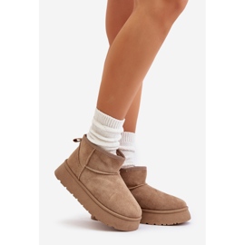 Women's Low Snow Boots On The Platform, Lined With Fur, Beige Saldren 1