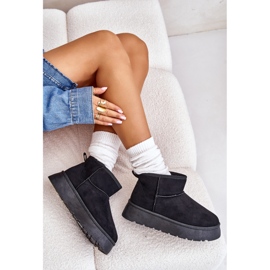 Black Saldren Women's Low Snow Boots On The Platform, Lined With Fur 2