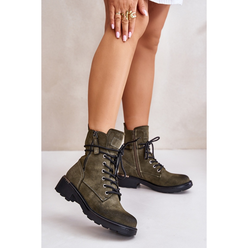 High Worker Boots With Green Maisa Zippers 2