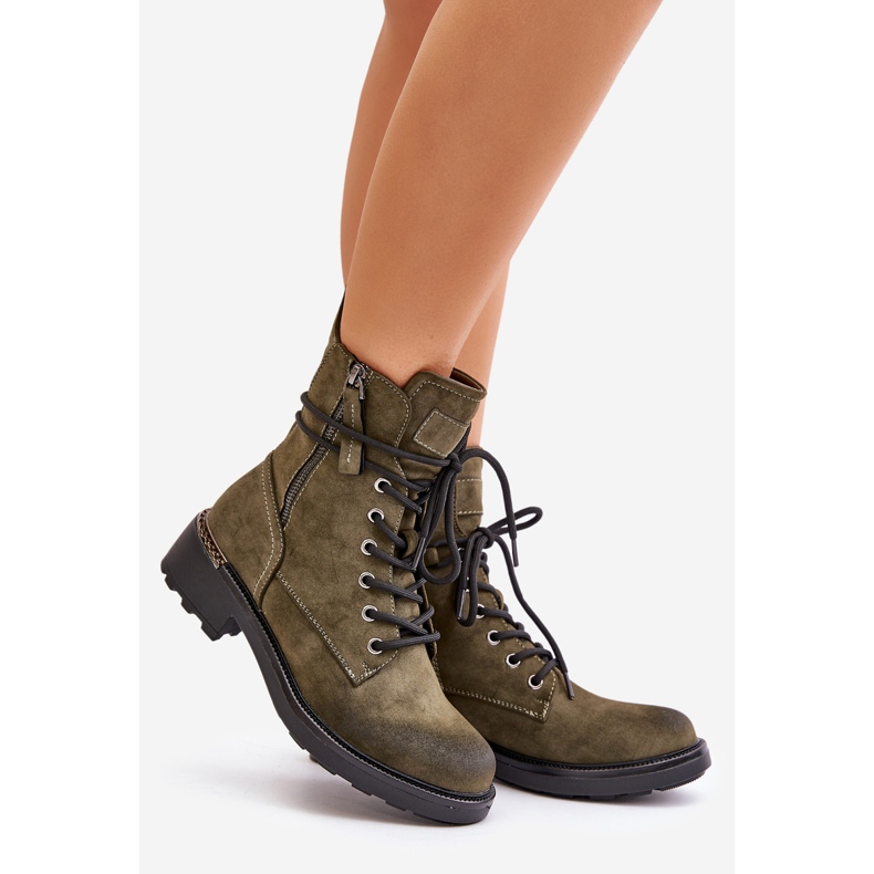 High Worker Boots With Green Maisa Zippers 1