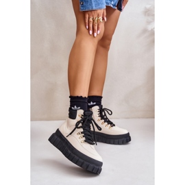 Women's Insulated Trapper Ankle Boots On The Platform Beige Jelenia 2