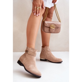 Beige Insulated Women's Boots on a Flat Heel with Gold Detail Ravasira 2