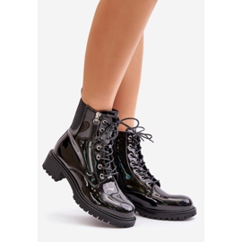 Patent Worker Boots With Zipper, Insulated Black Ravanthia 1