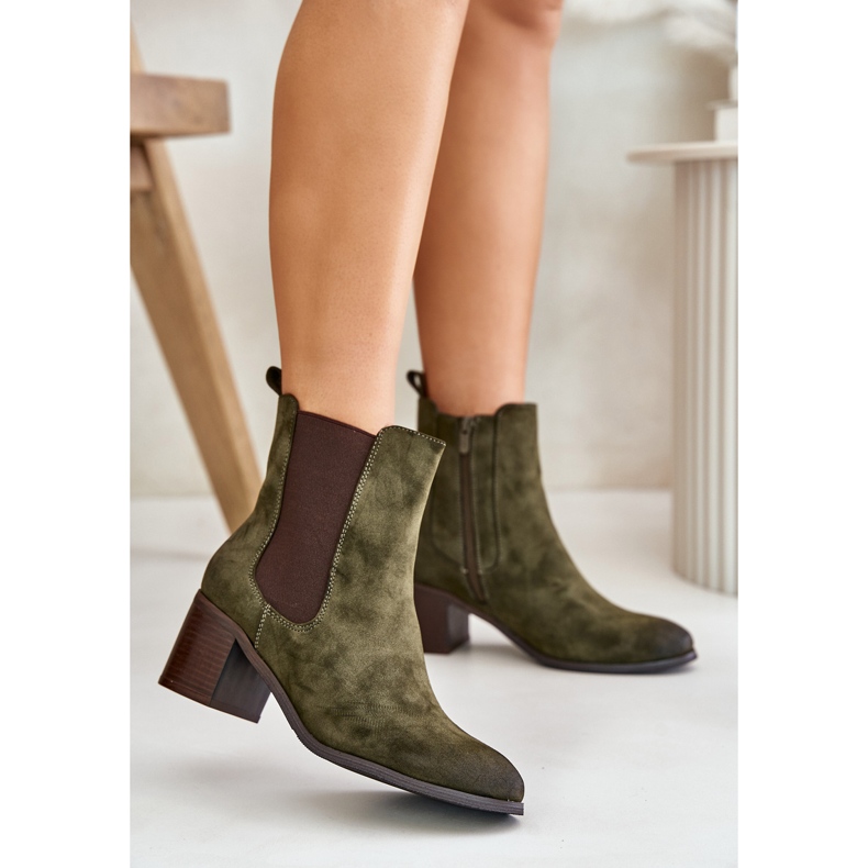 Insulated women's ankle boots, dark green, Radeya 2