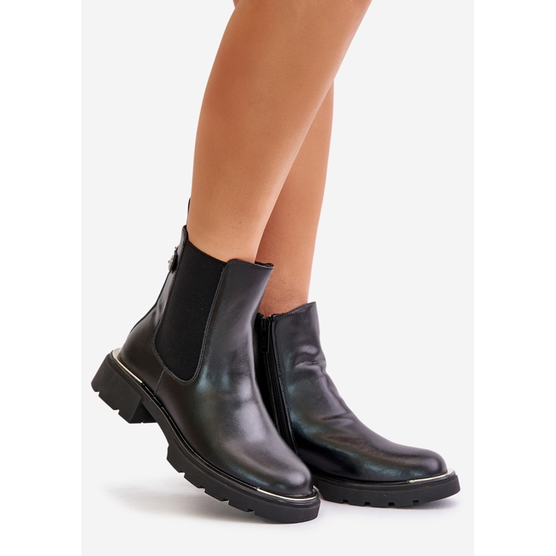 Leather Chelsea Boots With Zipper GOE OO2N4147-E2 Black 1