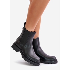 S.Barski Leather Chelsea boots with a decorative chain, warm D&amp;A JC42-86 Black 1