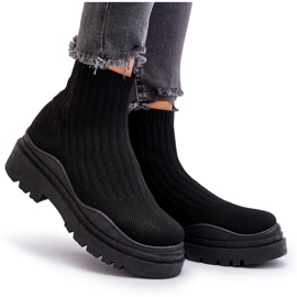 Marquiiz Women's Black Slip-on Sock Boots On A Massive Sole 3