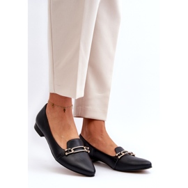 Zazoo 2885 Women's leather ballerinas with decoration black 2