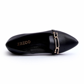 Zazoo 2885 Women's leather ballerinas with decoration black 3