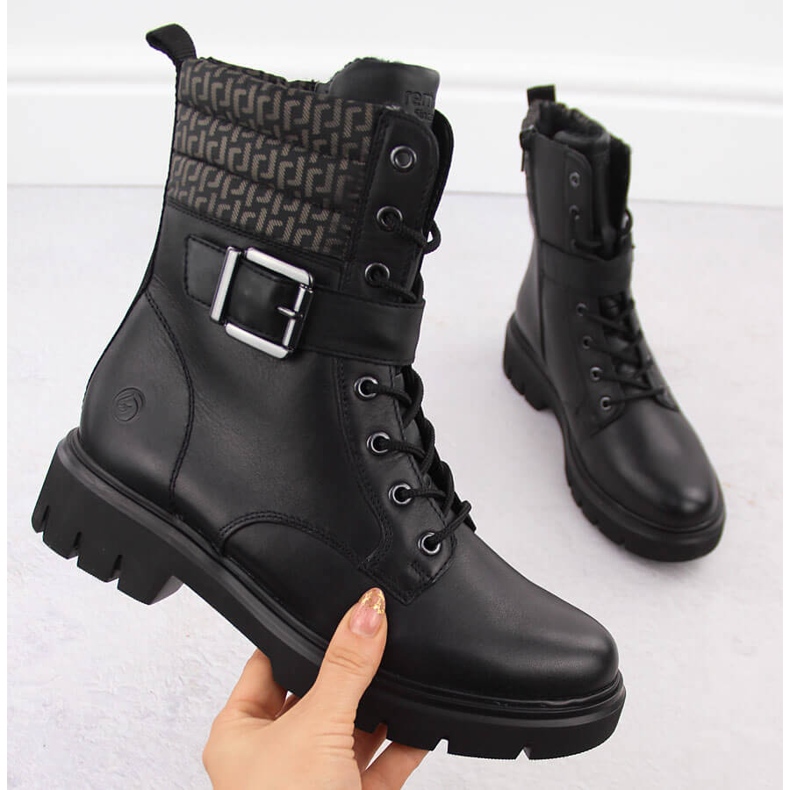 Leather workers women's insulated boots, black Remonte D1W71-03 1 Leather workers women's insulated boots, black Remonte D1W71-03 1