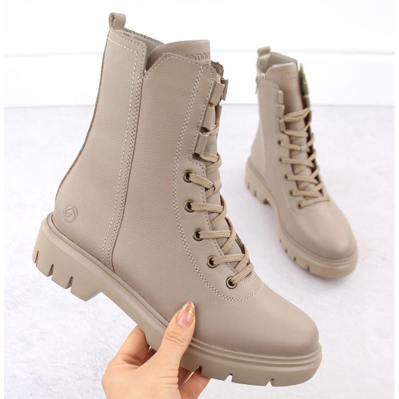Women's insulated leather workers' beige Remonte D1W76-20 1 Women's insulated leather workers' beige Remonte D1W76-20 1