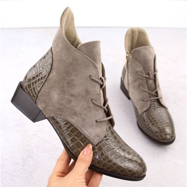 Women's patent leather ankle boots, beige, Potocki 12498 1