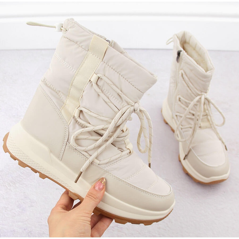 Women's snow boots, beige Potocki 16321 1 Women's snow boots, beige Potocki 16321 1
