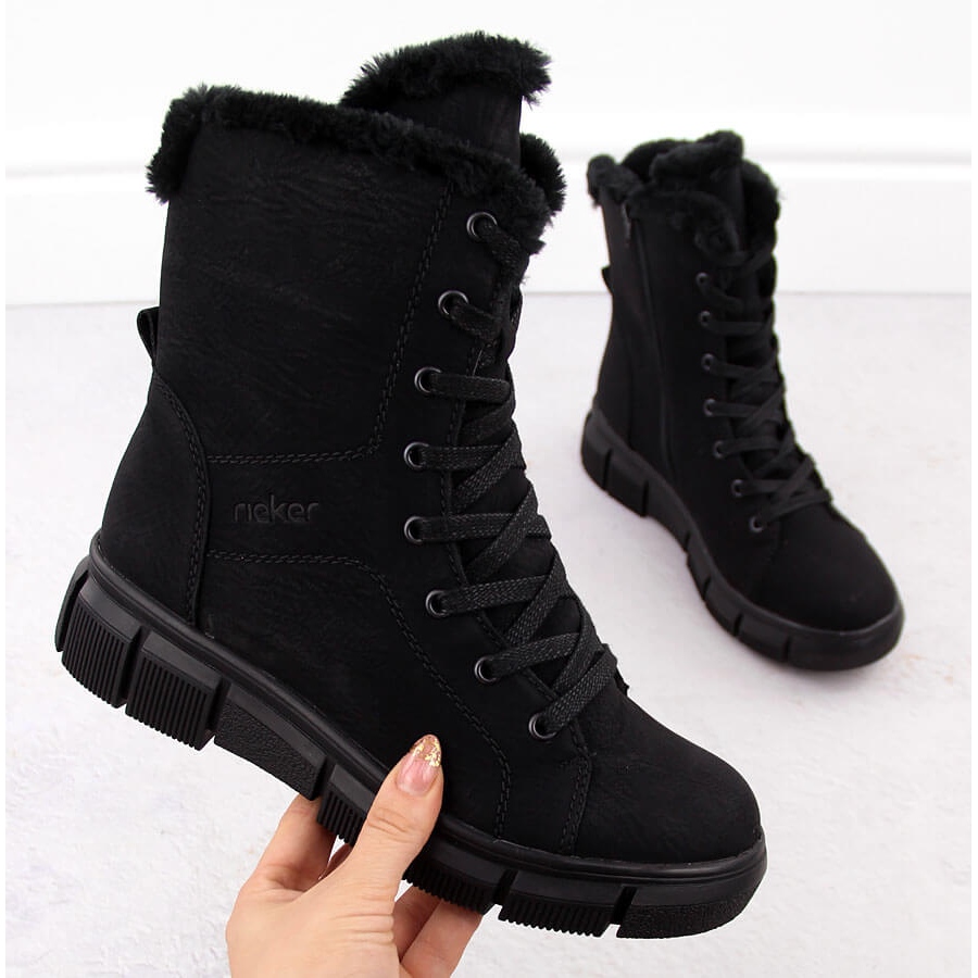 Women s Winter Boots With Fur Black Rieker
