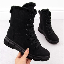 Women's winter boots with fur, black Rieker X3402-00 1 Women's winter boots with fur, black Rieker X3402-00 1