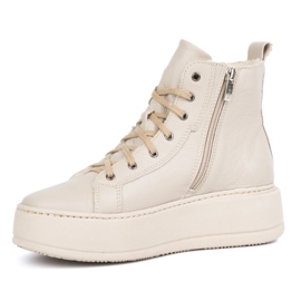Olivier Women's insulated leather winter boots 1174, beige 1