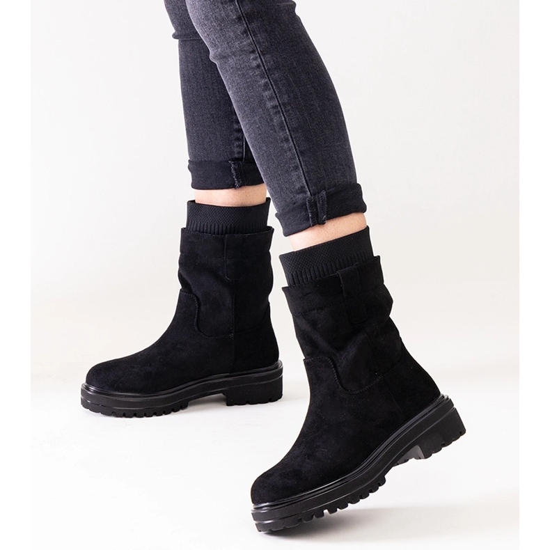 Black slip-on ankle boots with a Ralia sock 1