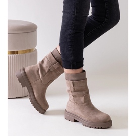 Beige slip-on ankle boots with a Ralia sock 2