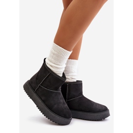 Women's Platform Snow Boots Made of Eco Suede, Black Atteria 1