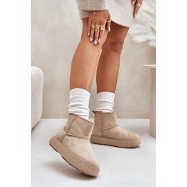 Women's Platform Snow Boots Made of Eco Suede Beige Atteria 2