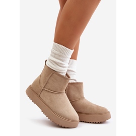 Women's Platform Snow Boots Made of Eco Suede Beige Atteria 1