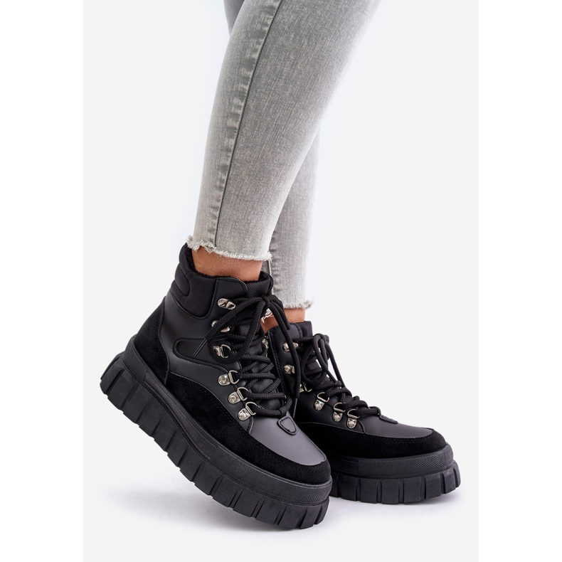 Women's Insulated Trapper Ankle Boots on the Black Jelenia Platform 1