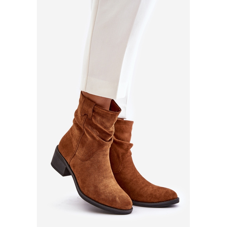 Camel Zinanya Insulated Women's Boots With a Ruched Upper Low Heel brown 1