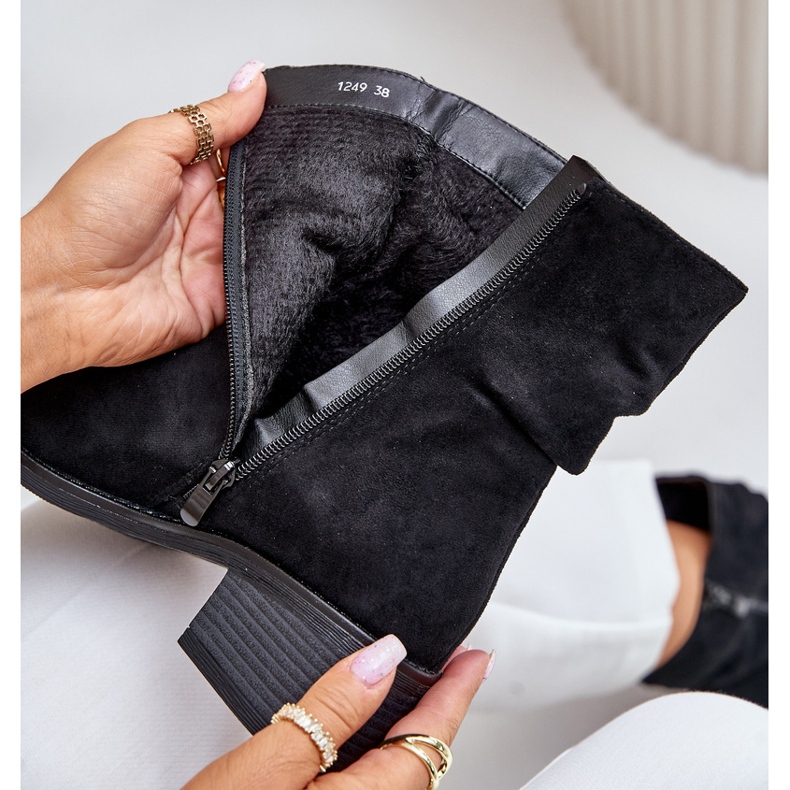 Black Zinanya Insulated Women's Ankle Boots With a Ruched Upper Low Heel 2