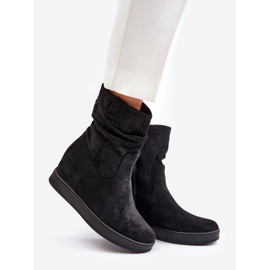 Boots with a ruffled upper and a hidden wedge, Black Zinradea 1