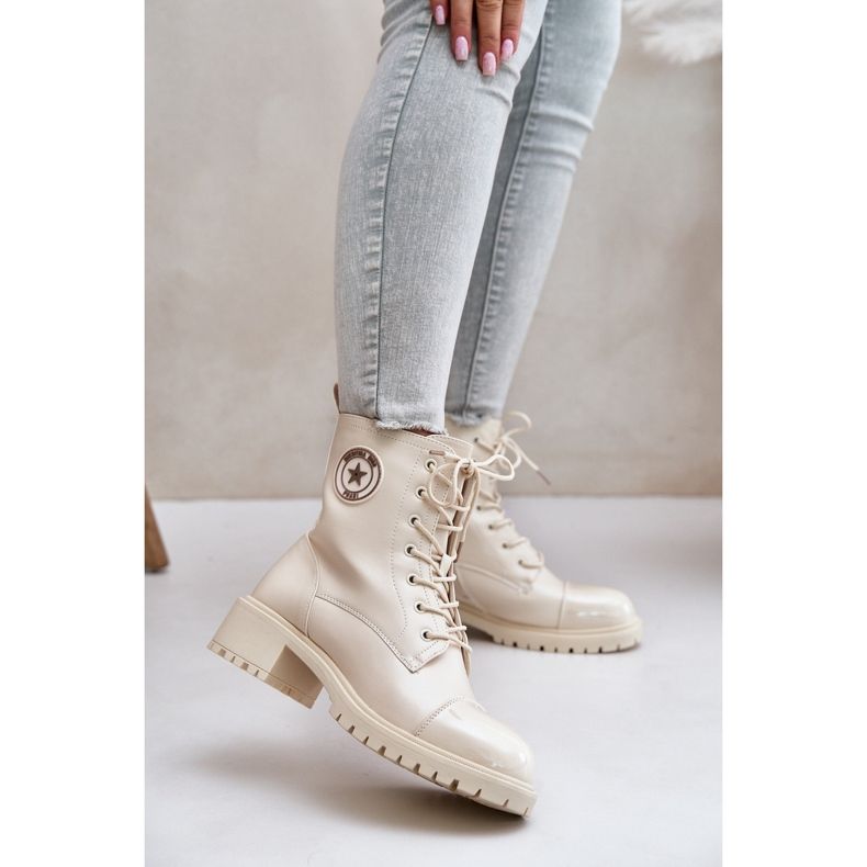 Beige Soratta Warm Worker Boots With Zipper 2