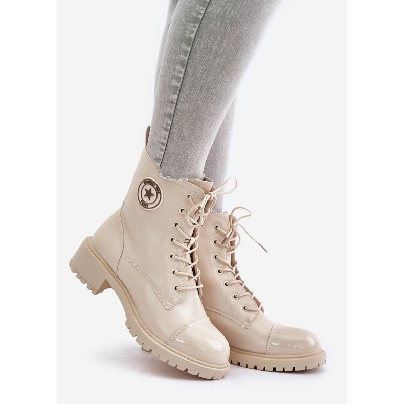 Beige Soratta Warm Worker Boots With Zipper 1