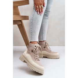Beige Rabaria Women's Lace-Up Trapper Boots 2