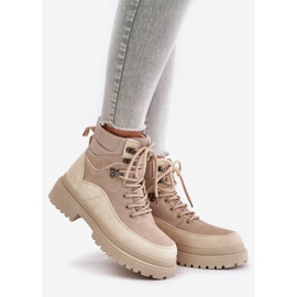Beige Rabaria Women's Lace-Up Trapper Boots 1