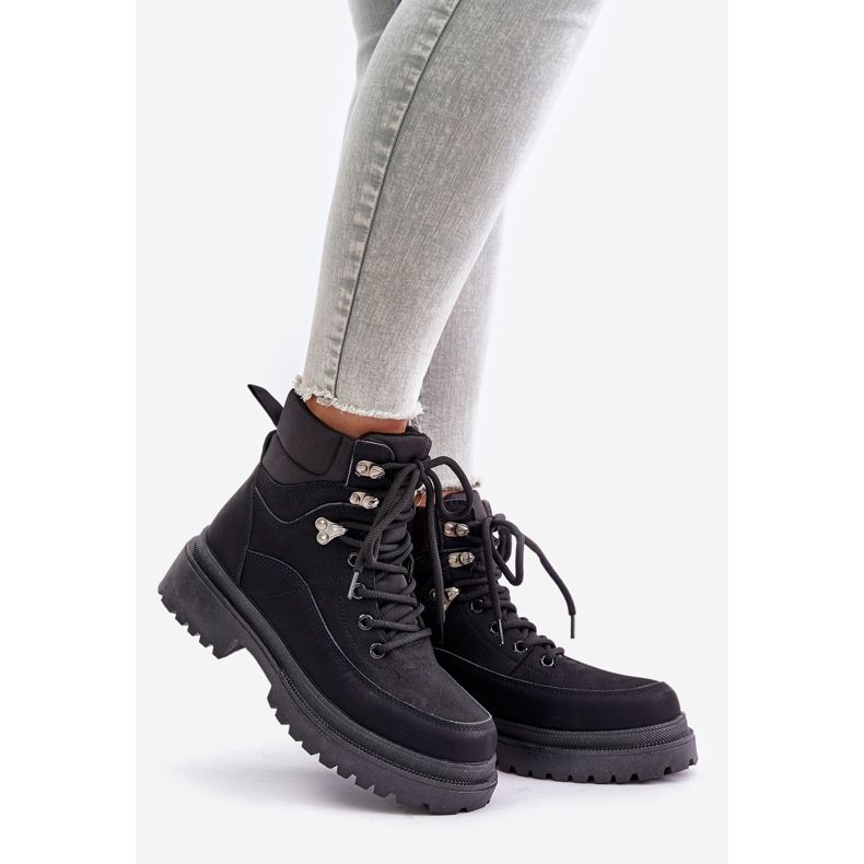Women's Trapper Boots Lace-up Black Rabaria 1